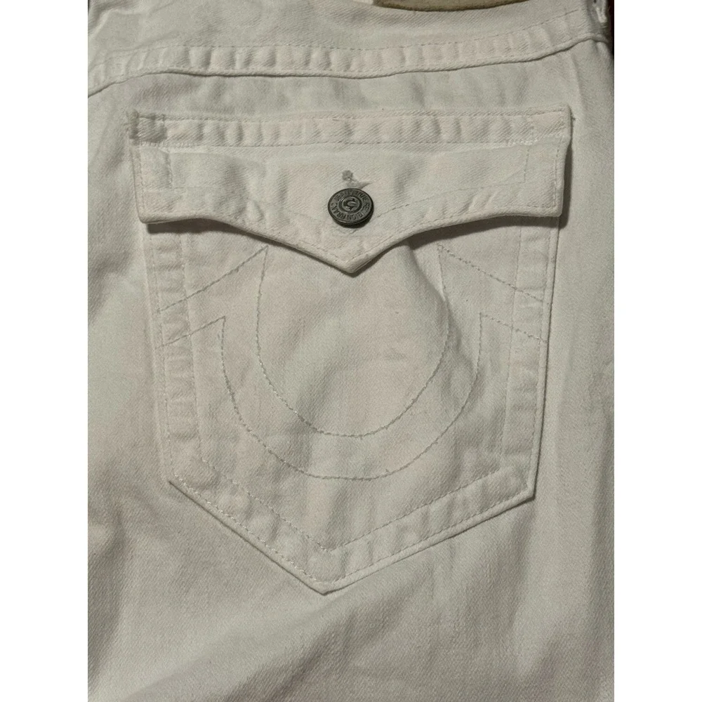 True Religion Ricky White Jeans 40 Relaxed Straight Flap Pocket 32 Inseam USA